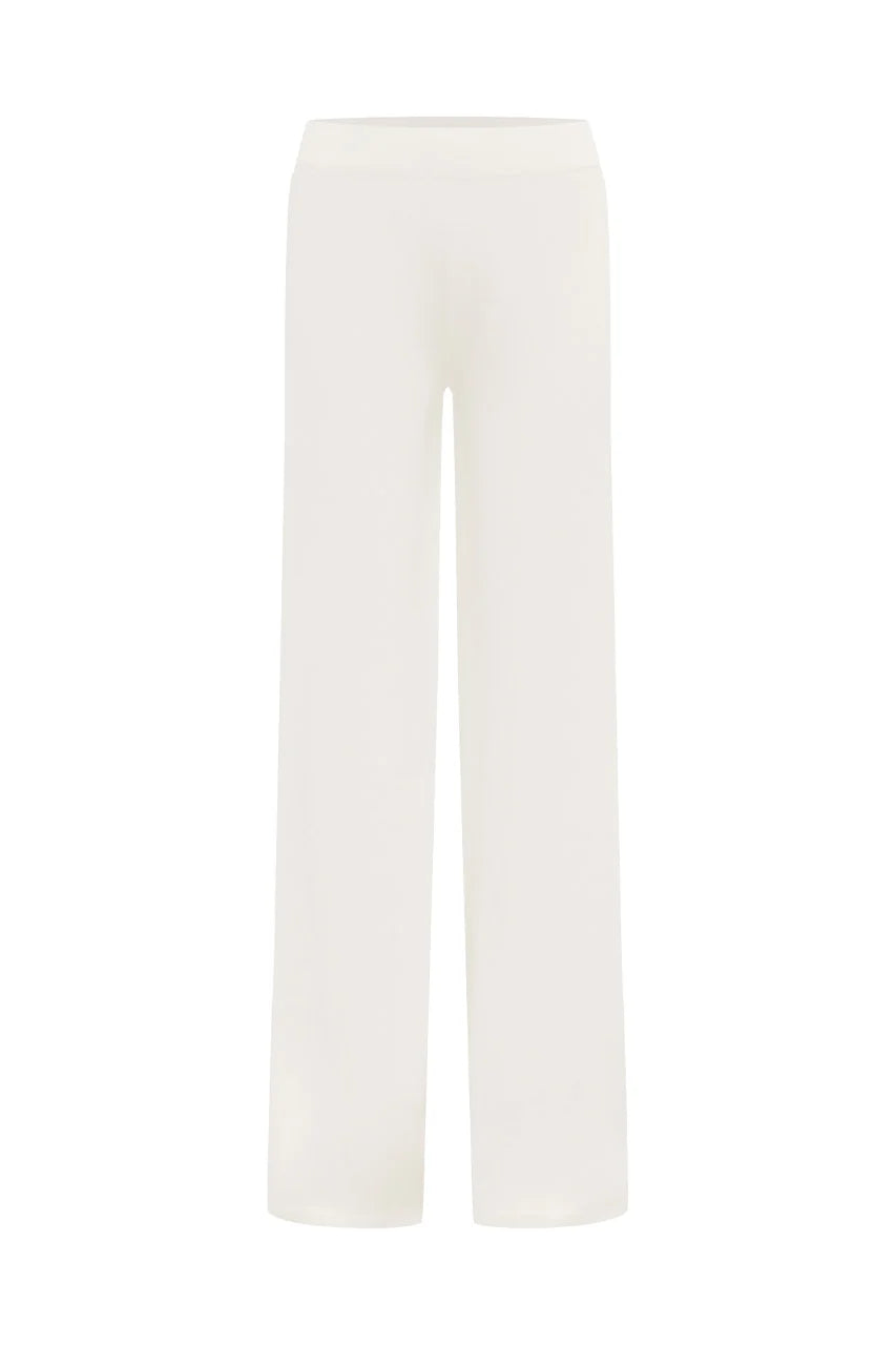 Heather Wide Leg Knit Pants - Cream
