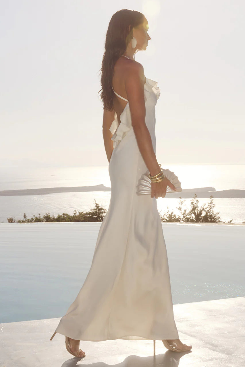 Avalee Frill Trim Maxi Dress - Ivory