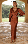 Ivy Long Sleeve Maxi Dress - Rust