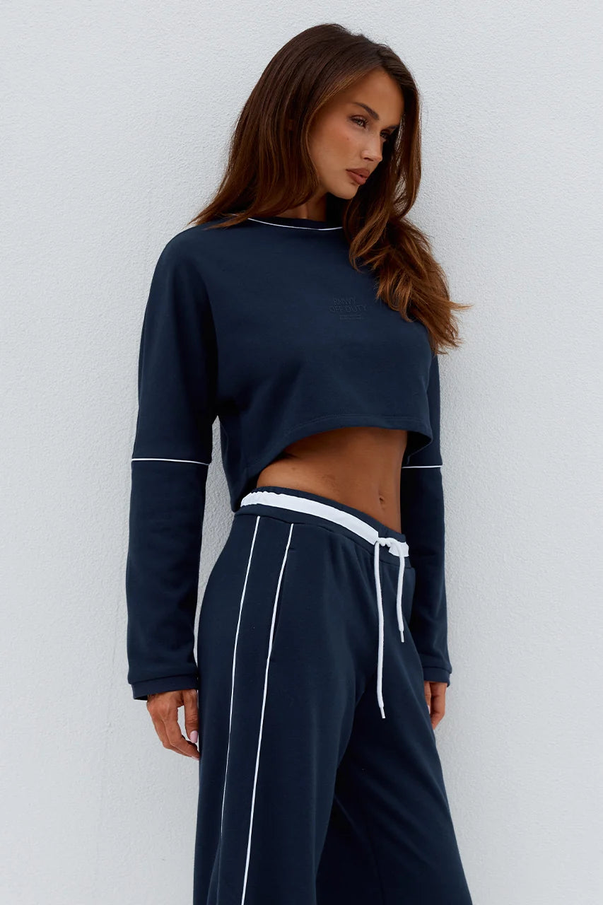 Eleri Oversized Long Sleeve Crop - Steel