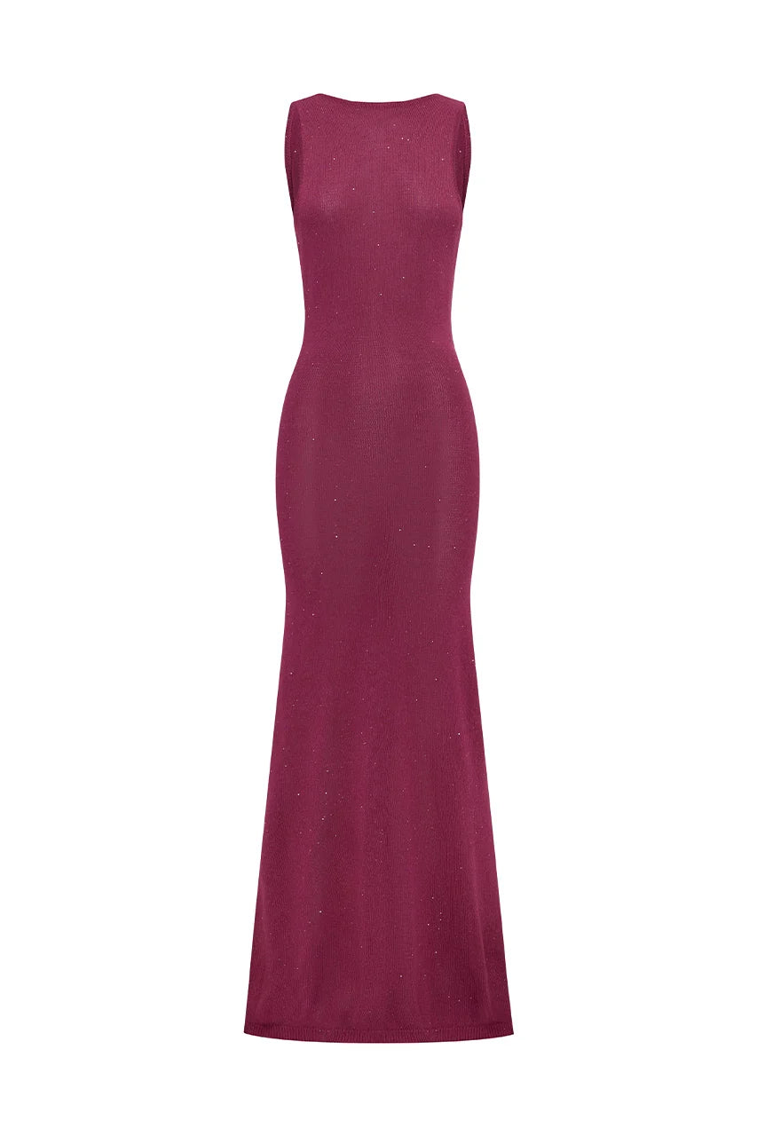 Danielle Knit Maxi Dress - Plum