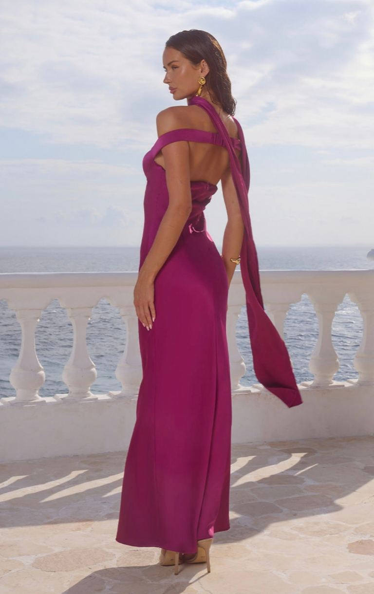 Raphaella Off Shoulder Maxi Dress - Plum