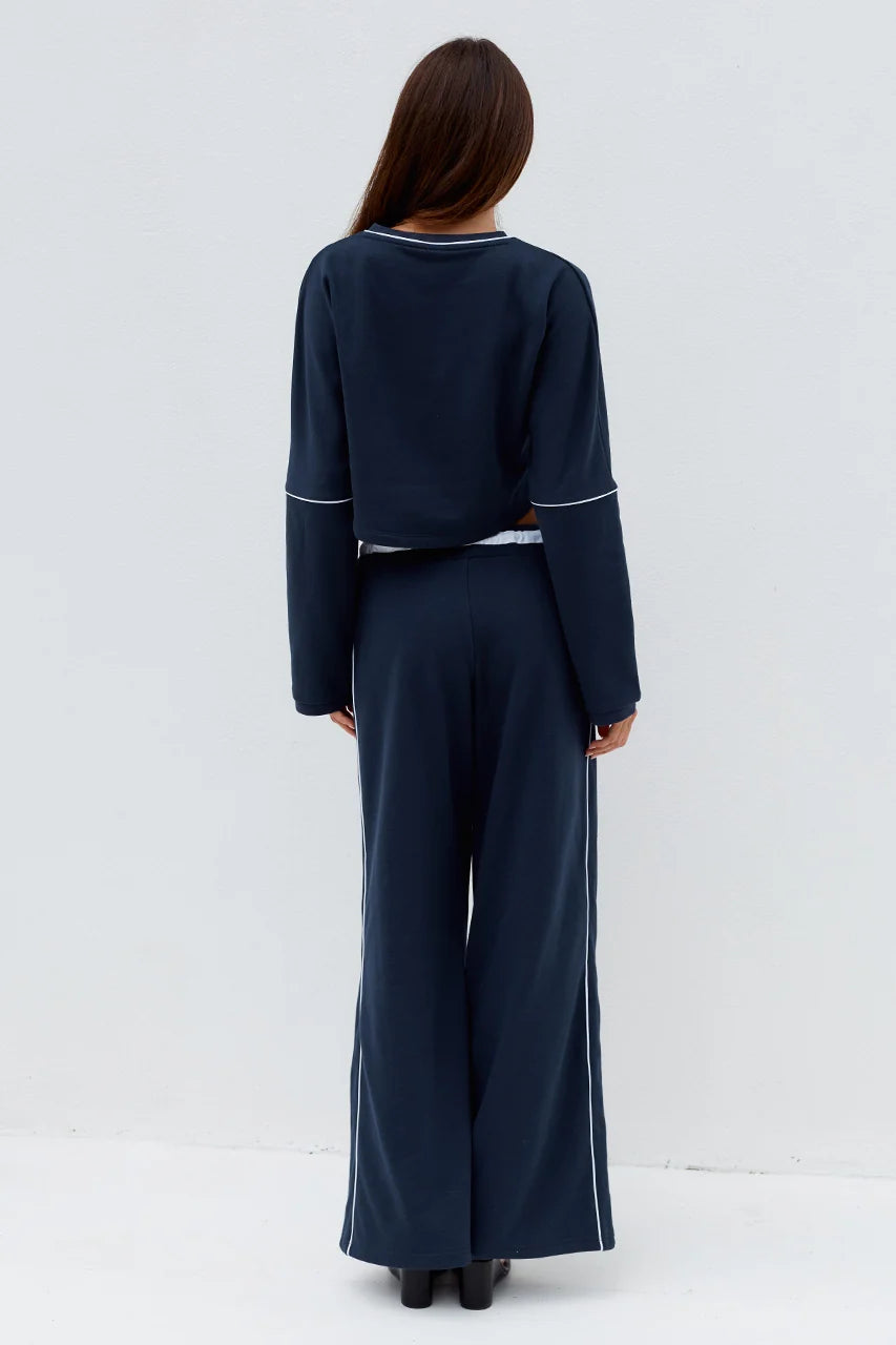 Elari Wide Leg Track Pants - Steel