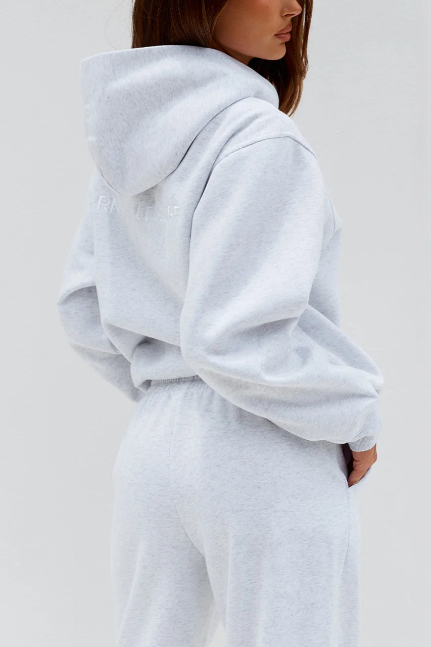 Wide Leg Track Pants - Grey Marble