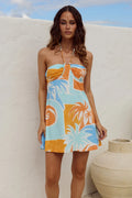 Aubrie Halter Neck Mini Dress - Stilla Orange