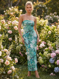 Floral Glitter Green Maxi Dress