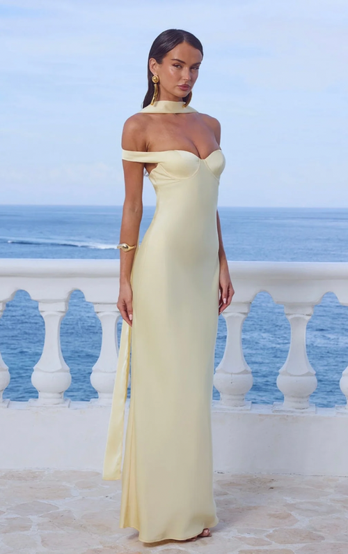 (M) Raphaella Off Shoulder Maxi Dress - Buttermilk