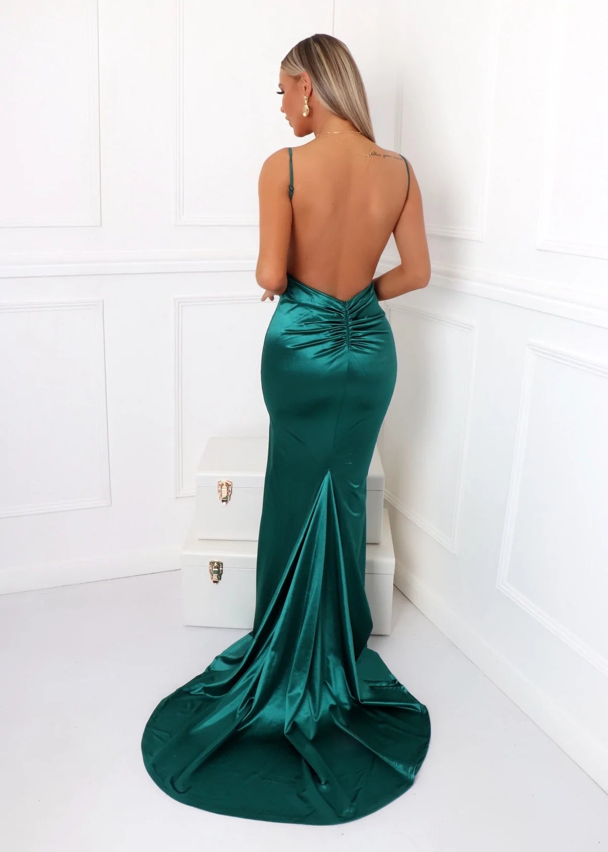 Love Affair Satin Gown - Teal