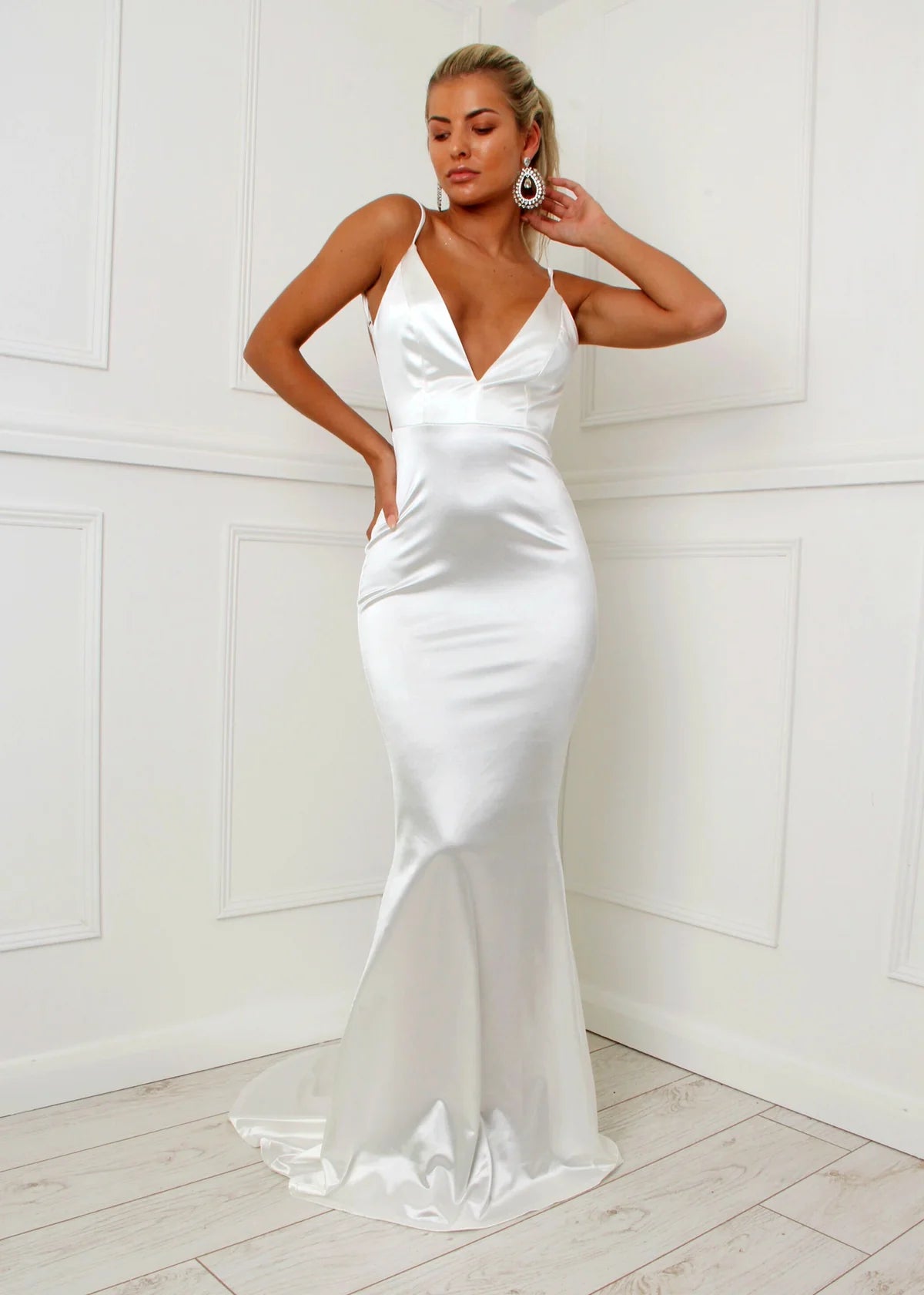 Love Affair Satin Gown - White